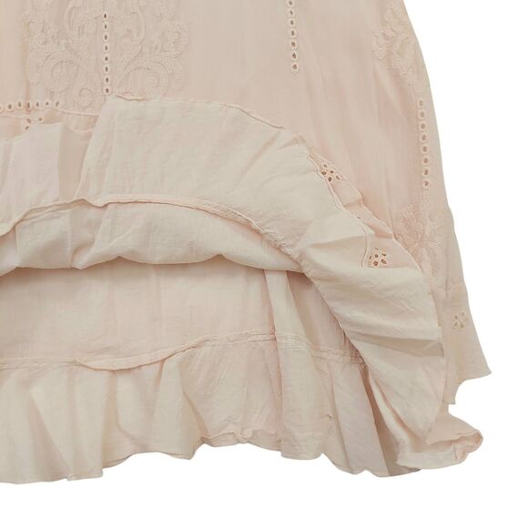 Johnny Was Mini Dress Womens Small Peach Sleeveless Lined Embroidered Bohemian - Picture 6 of 12